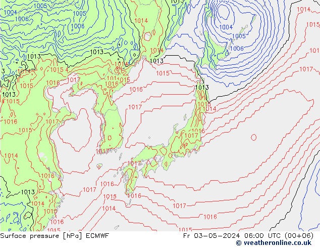 Surface pressure ECMWF Fr 03.05.2024 06 UTC