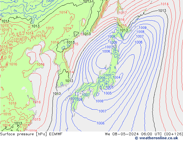 pression de l'air ECMWF mer 08.05.2024 06 UTC