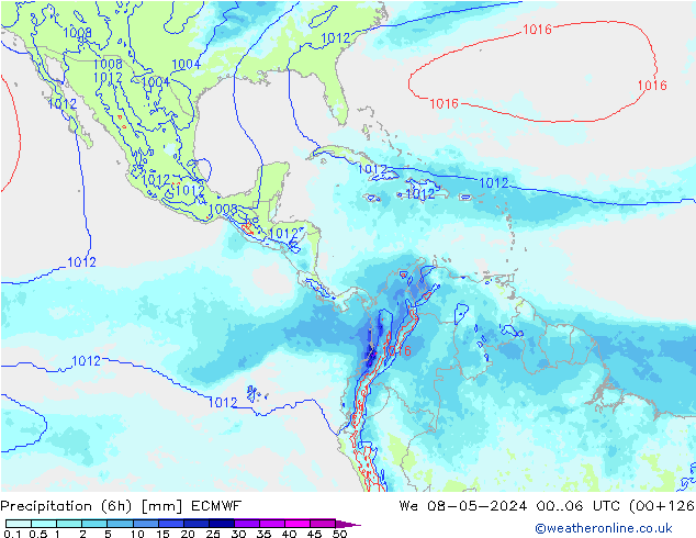 Precipitação (6h) ECMWF Qua 08.05.2024 06 UTC