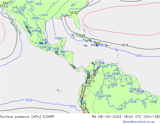 Surface pressure ECMWF We 08.05.2024 18 UTC