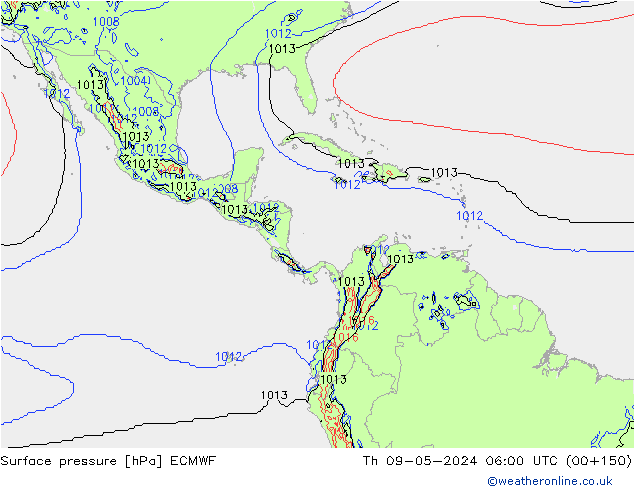 Presión superficial ECMWF jue 09.05.2024 06 UTC