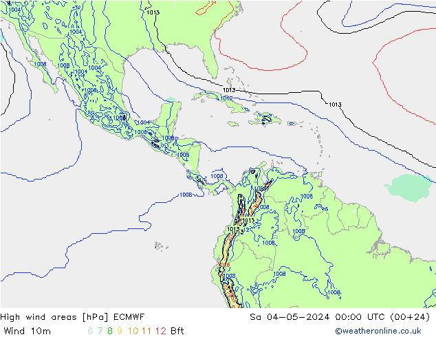 High wind areas ECMWF Sa 04.05.2024 00 UTC