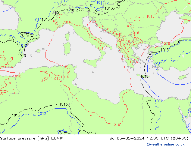 Luchtdruk (Grond) ECMWF zo 05.05.2024 12 UTC