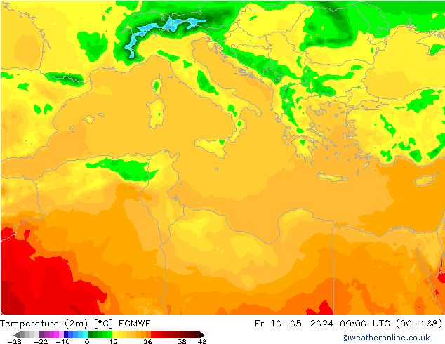 Temperatura (2m) ECMWF Sex 10.05.2024 00 UTC