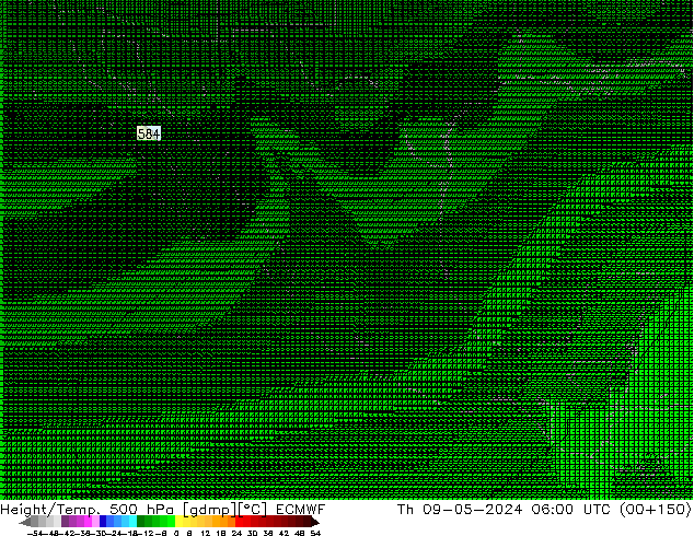 Geop./Temp. 500 hPa ECMWF jue 09.05.2024 06 UTC