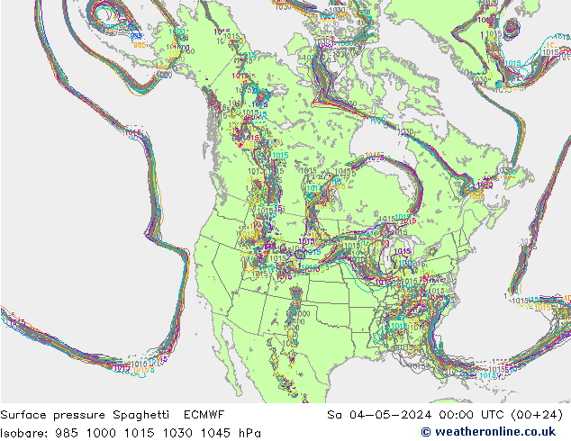 Surface pressure Spaghetti ECMWF Sa 04.05.2024 00 UTC