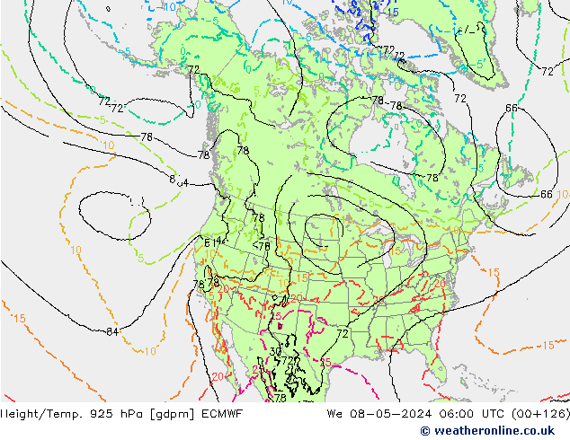 Height/Temp. 925 hPa ECMWF Qua 08.05.2024 06 UTC