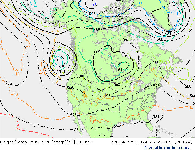 Hoogte/Temp. 500 hPa ECMWF za 04.05.2024 00 UTC