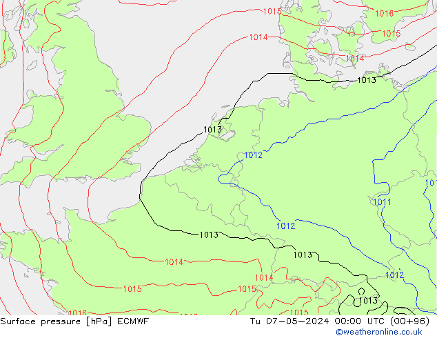 Atmosférický tlak ECMWF Út 07.05.2024 00 UTC