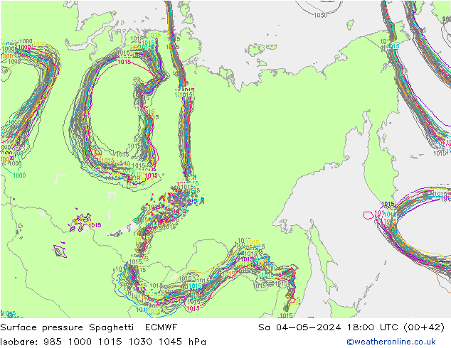 Surface pressure Spaghetti ECMWF Sa 04.05.2024 18 UTC