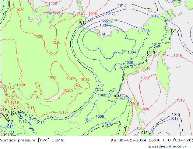 Yer basıncı ECMWF Çar 08.05.2024 06 UTC