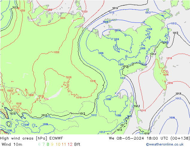 High wind areas ECMWF St 08.05.2024 18 UTC