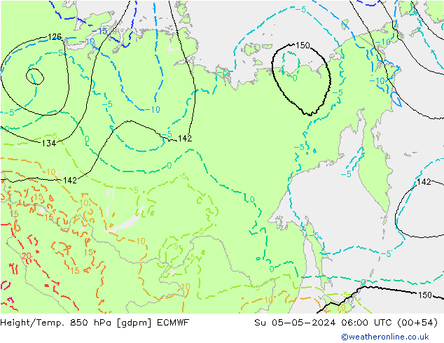 Height/Temp. 850 hPa ECMWF nie. 05.05.2024 06 UTC