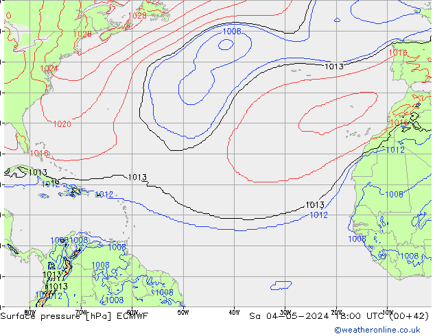 Pressione al suolo ECMWF sab 04.05.2024 18 UTC