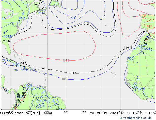 Luchtdruk (Grond) ECMWF wo 08.05.2024 18 UTC