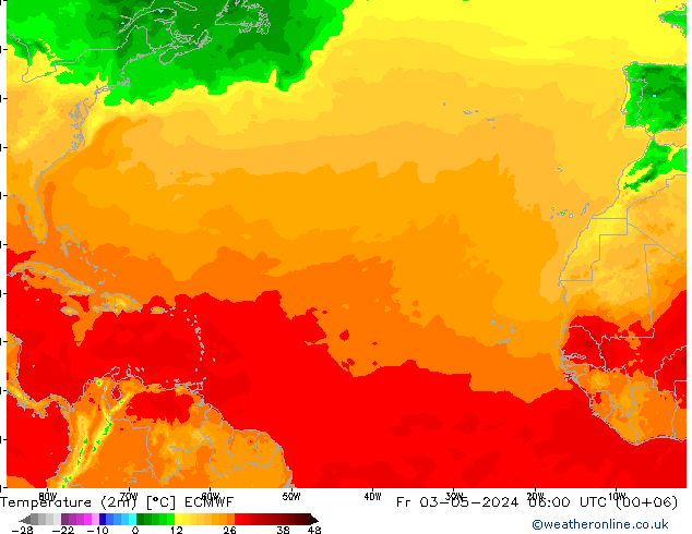 Temperature (2m) ECMWF Fr 03.05.2024 06 UTC