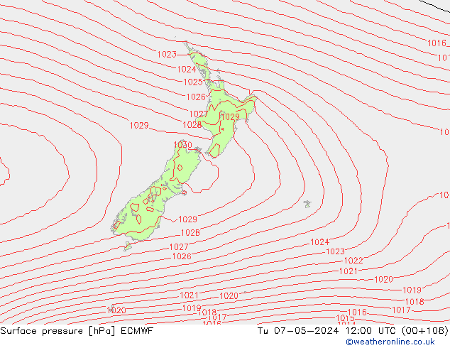 Bodendruck ECMWF Di 07.05.2024 12 UTC