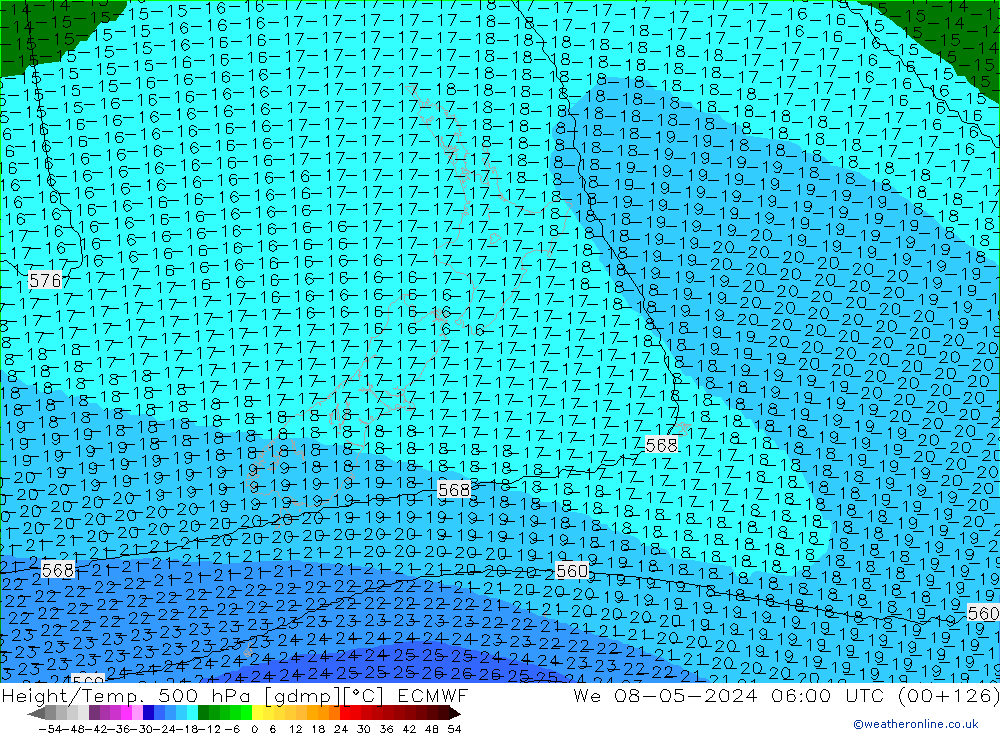 Height/Temp. 500 hPa ECMWF We 08.05.2024 06 UTC