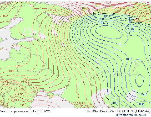 pressão do solo ECMWF Qui 09.05.2024 00 UTC