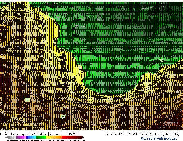 Height/Temp. 925 hPa ECMWF Fr 03.05.2024 18 UTC