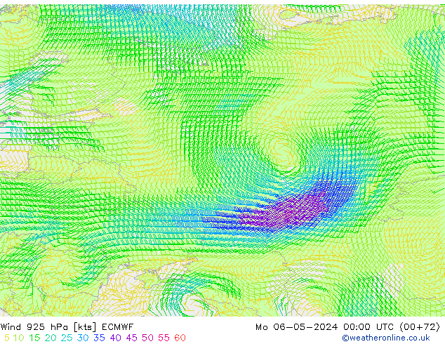 Vento 925 hPa ECMWF Seg 06.05.2024 00 UTC