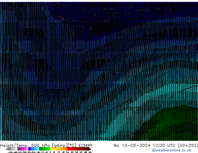 Hoogte/Temp. 500 hPa ECMWF ma 13.05.2024 12 UTC