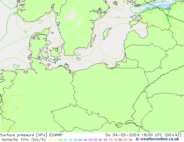 Isotachs (kph) ECMWF So 04.05.2024 18 UTC