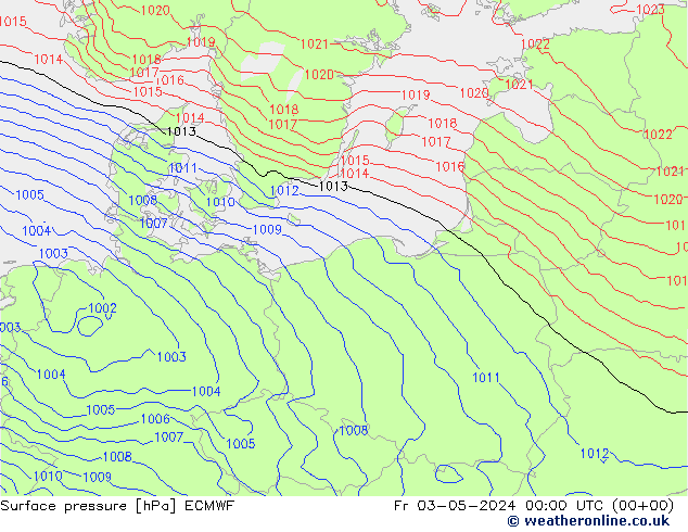 Surface pressure ECMWF Fr 03.05.2024 00 UTC