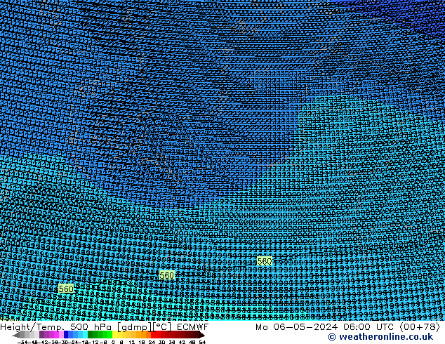 Height/Temp. 500 гПа ECMWF пн 06.05.2024 06 UTC