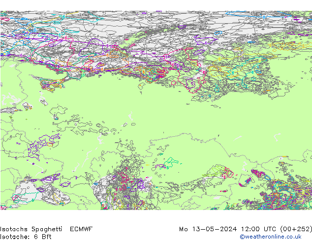 Isotaca Spaghetti ECMWF lun 13.05.2024 12 UTC