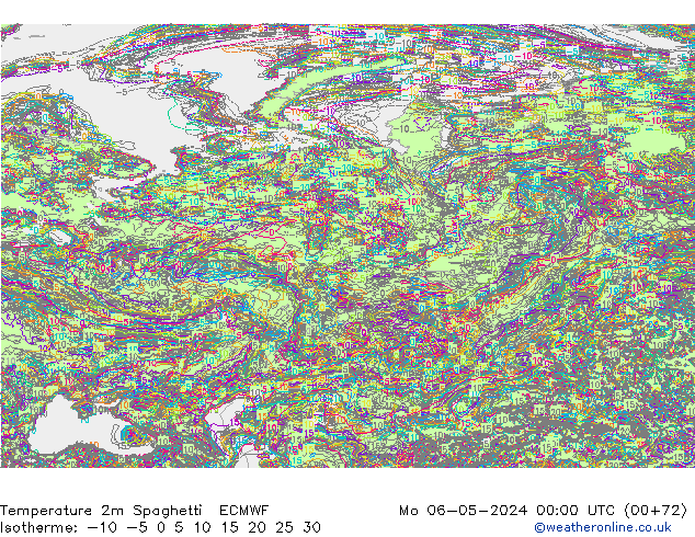 Temperature 2m Spaghetti ECMWF Mo 06.05.2024 00 UTC