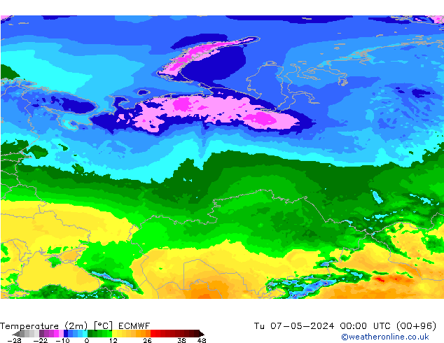 Temperatura (2m) ECMWF Ter 07.05.2024 00 UTC