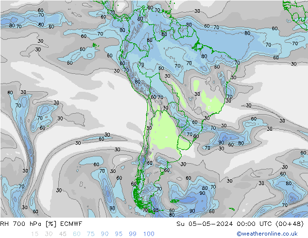 RH 700 hPa ECMWF Ne 05.05.2024 00 UTC