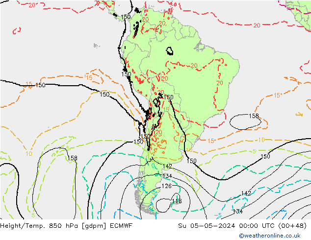 Height/Temp. 850 hPa ECMWF Dom 05.05.2024 00 UTC