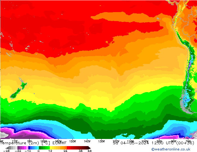 Temperatuurkaart (2m) ECMWF za 04.05.2024 12 UTC