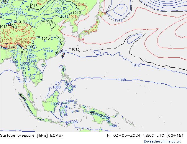 Pressione al suolo ECMWF ven 03.05.2024 18 UTC
