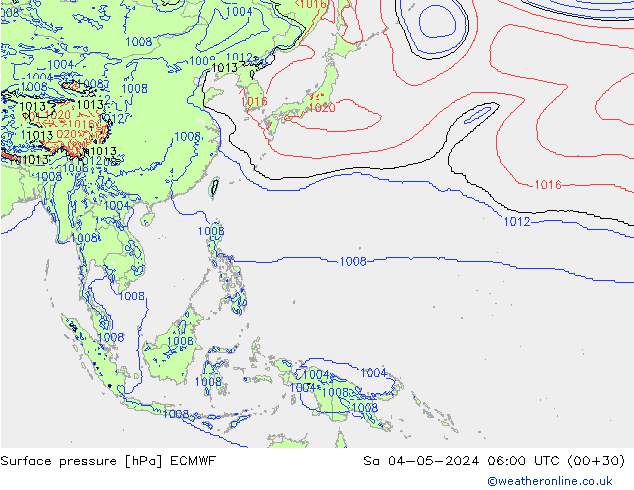 Atmosférický tlak ECMWF So 04.05.2024 06 UTC
