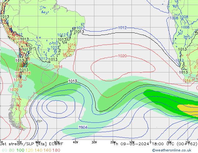 Jet stream/SLP ECMWF Th 09.05.2024 18 UTC