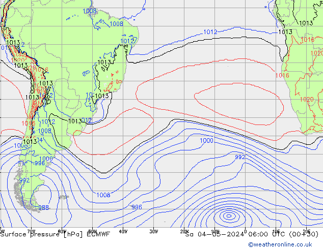 Surface pressure ECMWF Sa 04.05.2024 06 UTC