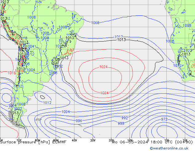 ciśnienie ECMWF pon. 06.05.2024 18 UTC