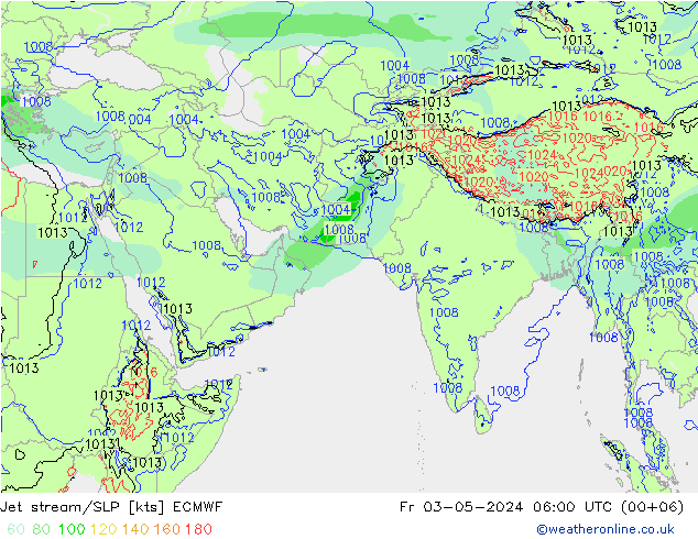 高速氣流/地面气压 ECMWF 星期五 03.05.2024 06 UTC