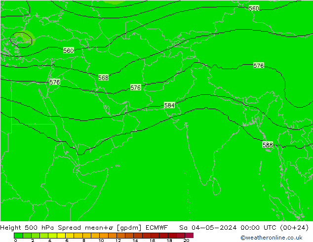 Height 500 hPa Spread ECMWF Sa 04.05.2024 00 UTC