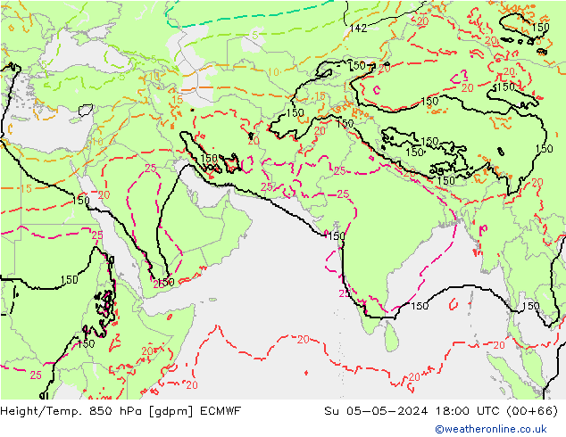 Height/Temp. 850 hPa ECMWF Su 05.05.2024 18 UTC