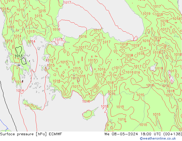 ciśnienie ECMWF śro. 08.05.2024 18 UTC