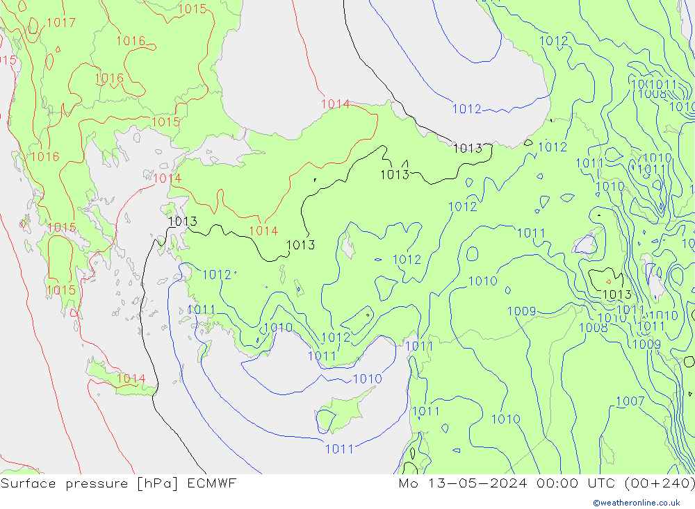 Yer basıncı ECMWF Pzt 13.05.2024 00 UTC