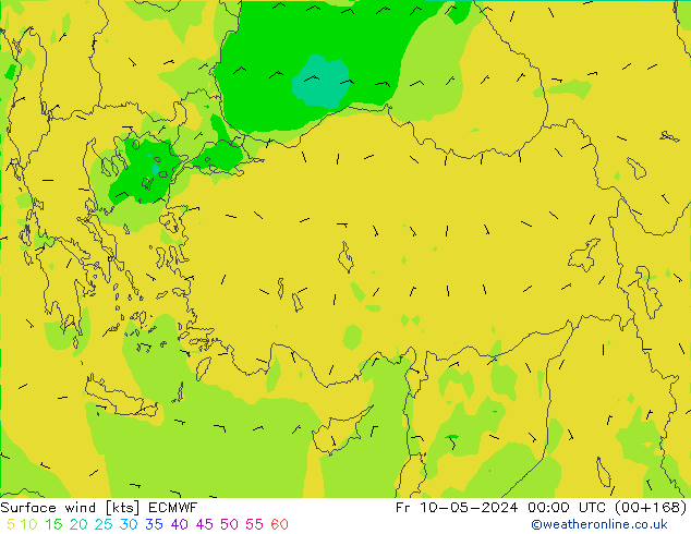 Rüzgar 10 m ECMWF Cu 10.05.2024 00 UTC