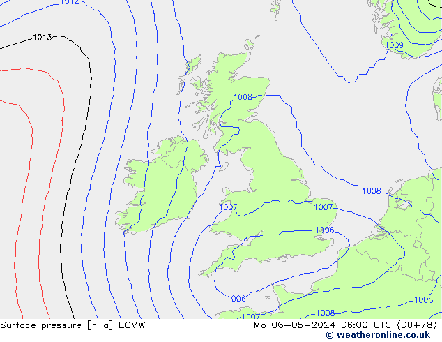 pressão do solo ECMWF Seg 06.05.2024 06 UTC