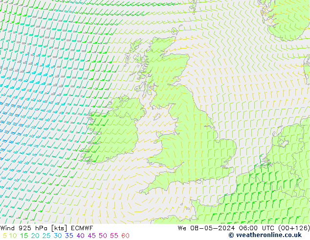 Rüzgar 925 hPa ECMWF Çar 08.05.2024 06 UTC