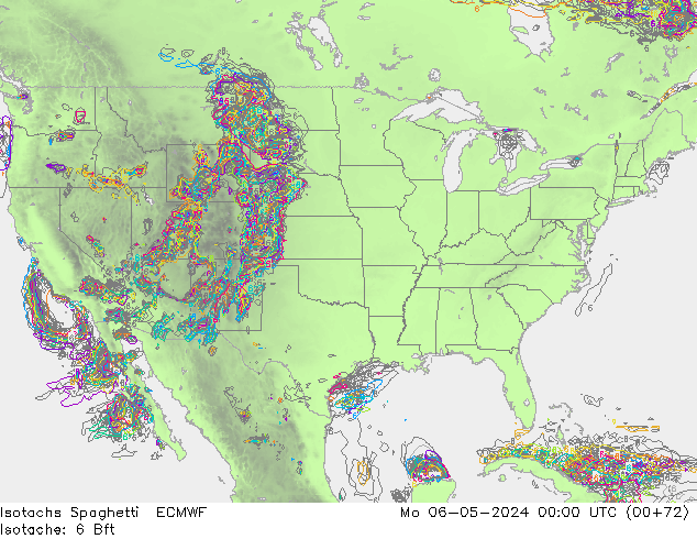 Isotachen Spaghetti ECMWF Mo 06.05.2024 00 UTC