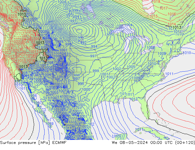 ciśnienie ECMWF śro. 08.05.2024 00 UTC